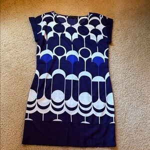 The Limited Navy and White Geometric Mini Shift Dress